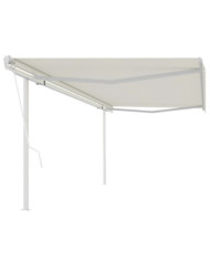 Auvent automatique rétractable poteaux 5x3,5 m Crème | Mobilier & Déco