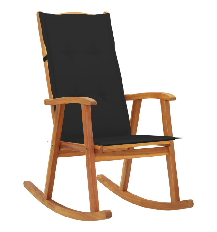 Chaise à bascule avec coussins Bois d'acacia massif | Mobilier & Déco