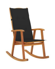 Chaise à bascule avec coussins Bois d'acacia massif | Mobilier & Déco