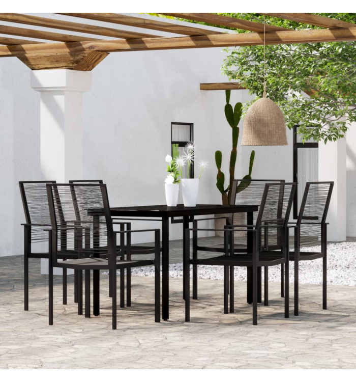 Ensemble à manger de jardin 7 pcs Noir | Mobilier & Déco