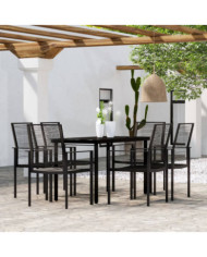 Ensemble à manger de jardin 7 pcs Noir | Mobilier & Déco