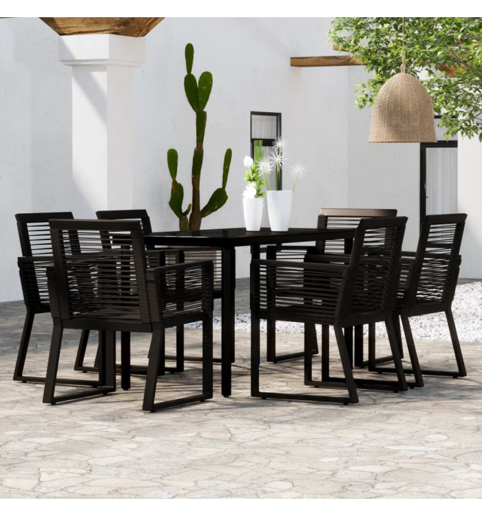 Ensemble à manger de jardin 7 pcs Noir | Mobilier & Déco