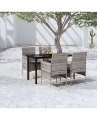 Ensemble à manger de jardin et coussins 5pcs Gris/noir | Mobilier & Déco