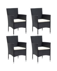 Chaises à manger de jardin lot de 4 Résine tressée Noir | Mobilier & Déco