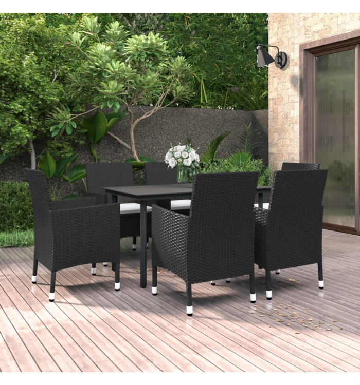 Ensemble à manger de jardin coussins 7 pcs Résine tressée Verre | Mobilier & Déco