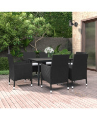 Ensemble à manger de jardin coussins 7 pcs Résine tressée Verre | Mobilier & Déco
