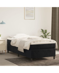 Sommier à lattes de lit avec matelas Noir 90x200 cm Velours | Mobilier & Déco