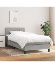 Sommier à lattes de lit avec matelas Gris clair 90x200 cm Tissu | Mobilier & Déco