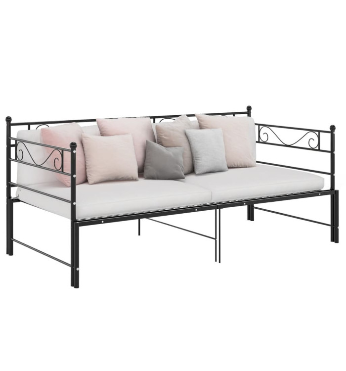 Cadre de canapé-lit extensible sans matelas Noir Métal 90x200cm | Mobilier & Déco