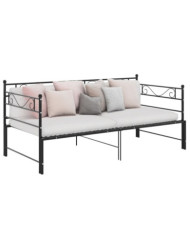 Cadre de canapé-lit extensible sans matelas Noir Métal 90x200cm | Mobilier & Déco