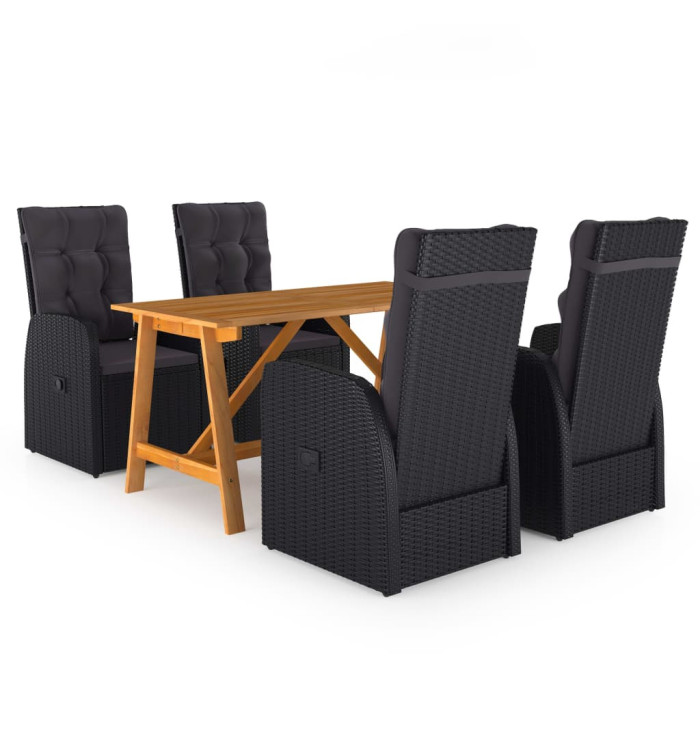Ensemble à manger de jardin 5 pcs Noir | Mobilier & Déco