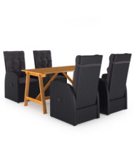 Ensemble à manger de jardin 5 pcs Noir | Mobilier & Déco