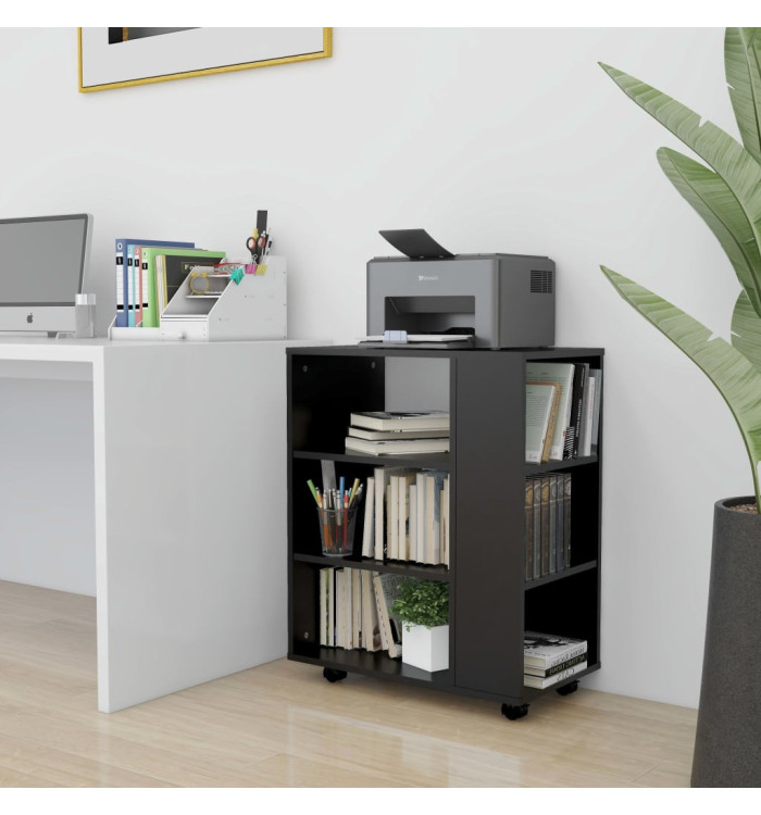 Armoire à roulettes Noir 60x35x75 cm Bois d’ingénierie | Mobilier & Déco
