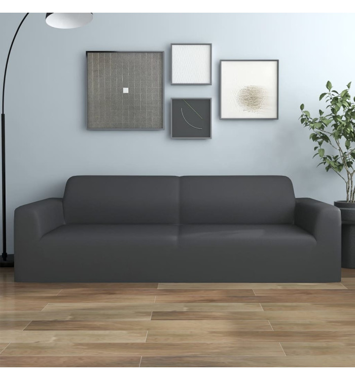 Housse extensible de canapé 2places Anthracite Jersey polyester | Mobilier & Déco