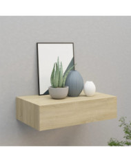 Étagère à tiroir murale chêne 40x23,5x10 cm MDF | Mobilier & Déco