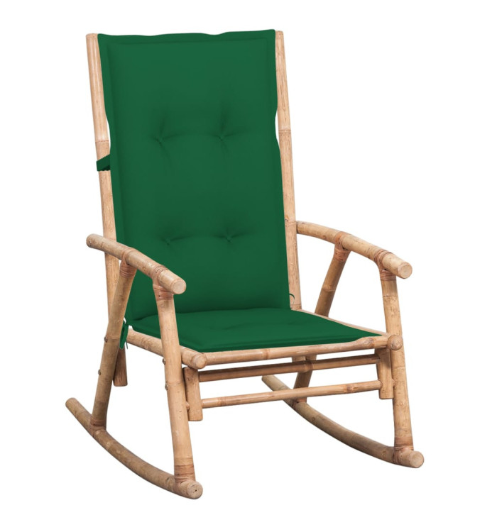 Chaise à bascule avec coussin Bambou | Mobilier & Déco