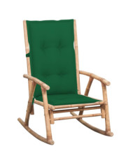 Chaise à bascule avec coussin Bambou | Mobilier & Déco