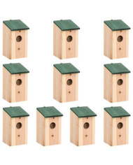 Nichoirs 10 pcs Bois de sapin massif 12x12x22 cm | Mobilier & Déco