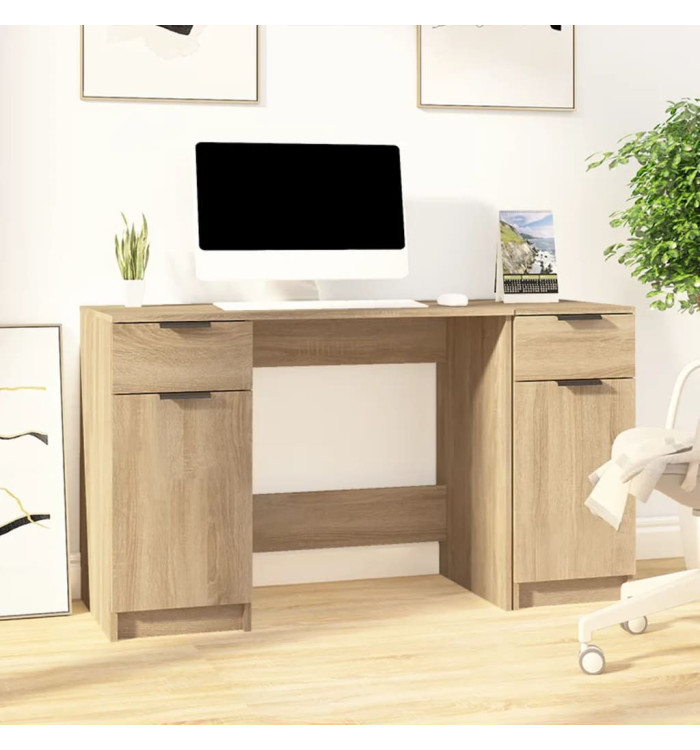 Bureau avec armoire latérale Chêne sonoma Bois d'ingénierie | Mobilier & Déco