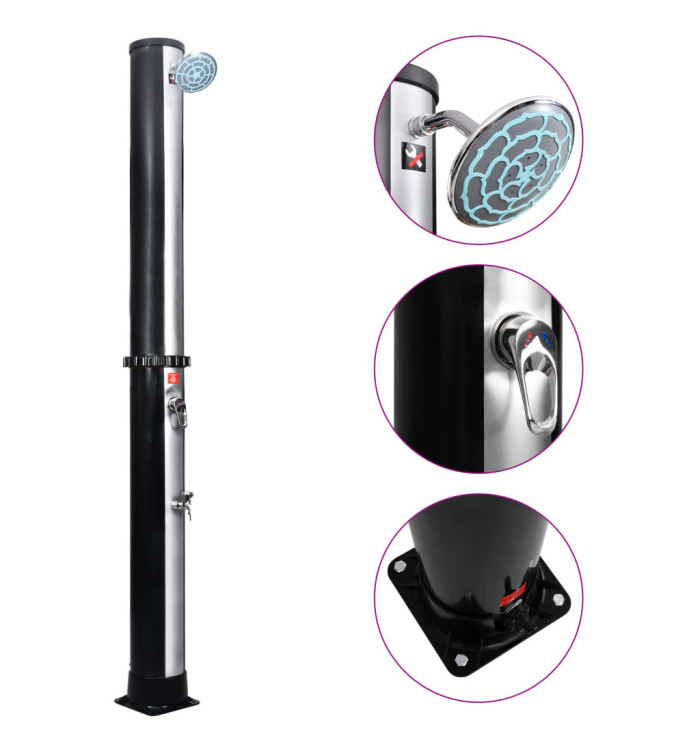 Douche solaire d'extérieur avec pomme de douche et robinet 40 L | Mobilier & Déco