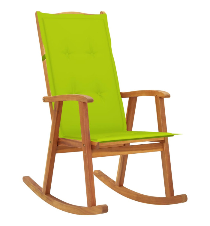 Chaise à bascule avec coussins Bois d'acacia massif | Mobilier & Déco