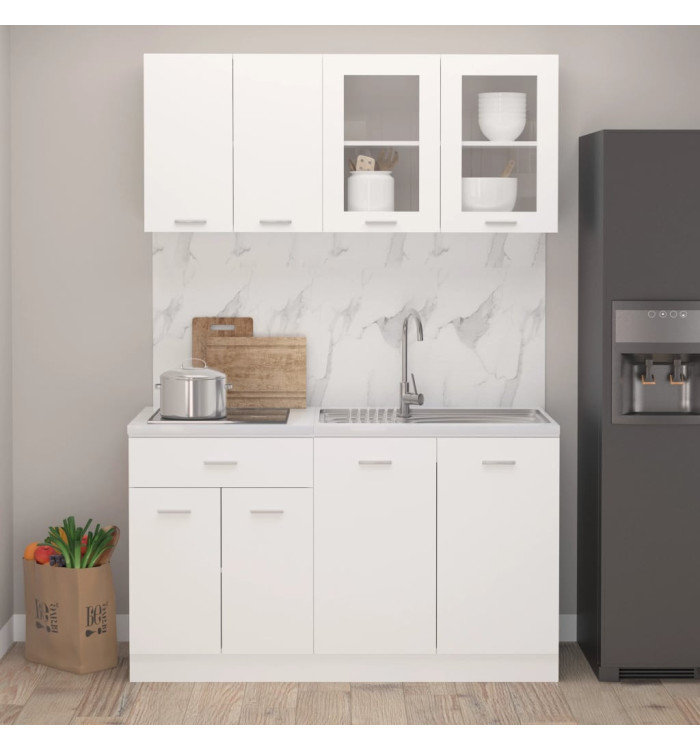 Ensemble de meubles de cuisine 4 pcs Blanc Bois d'ingénierie | Mobilier & Déco