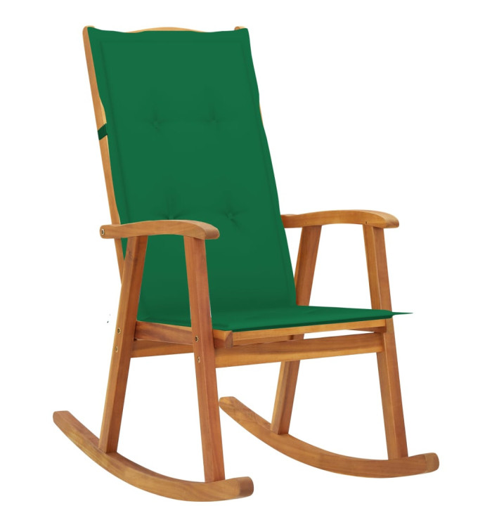 Chaise à bascule avec coussins Bois d'acacia massif | Mobilier & Déco