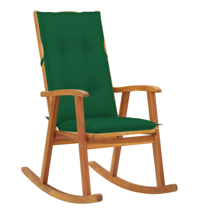 Chaise à bascule avec coussins Bois d'acacia massif | Mobilier & Déco