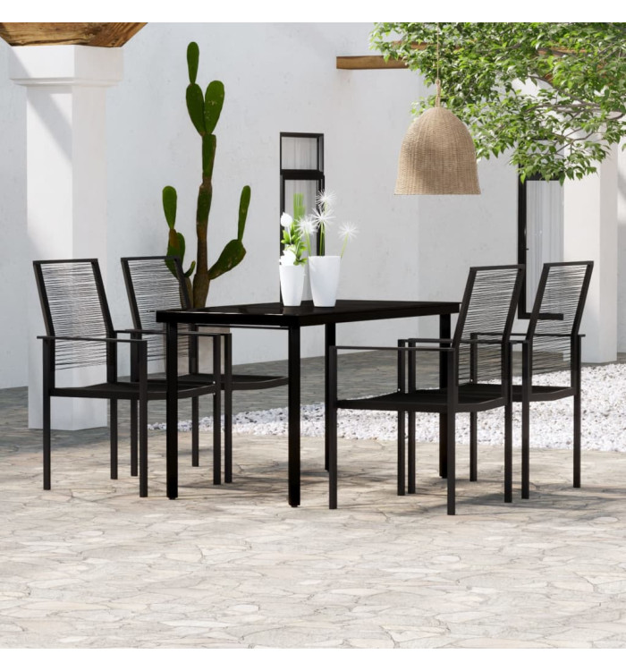 Ensemble à manger de jardin 5 pcs Noir | Mobilier & Déco