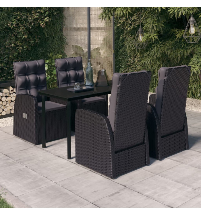 Ensemble à manger de jardin avec coussins 5 pcs Noir | Mobilier & Déco