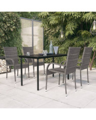Ensemble à manger de jardin 5 pcs Gris et noir | Mobilier & Déco