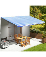 Tissu de remplacement pour auvent Bleu et blanc 6x3,5 m | Mobilier & Déco
