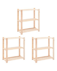 Étagères de rangement à 3 niveaux 3 pcs 80x38x90 cm Pin 150 kg | Mobilier & Déco