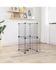 Cage animaux de compagnie à 8 panneaux et porte Noir 35x35 cm | Mobilier & Déco
