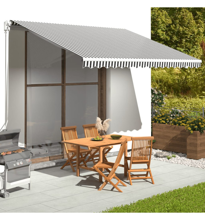 Tissu de remplacement pour auvent Anthracite et blanc 4x3 m | Mobilier & Déco