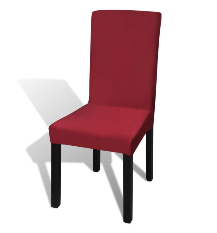Housses de chaise élastiques droites 6 pcs Bordeaux | Mobilier & Déco