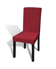 Housses de chaise élastiques droites 6 pcs Bordeaux | Mobilier & Déco