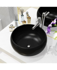 Lavabo rond Céramique Noir 40 x 15 cm | Mobilier & Déco