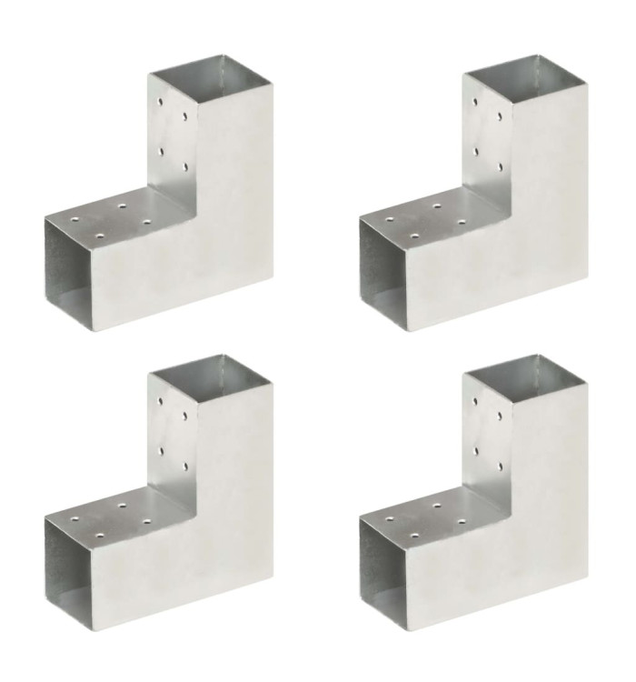 Connecteurs de poteau 4 pcs Forme en L Métal galvanisé 71x71 mm | Mobilier & Déco