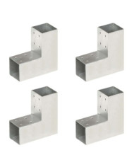 Connecteurs de poteau 4 pcs Forme en L Métal galvanisé 71x71 mm | Mobilier & Déco