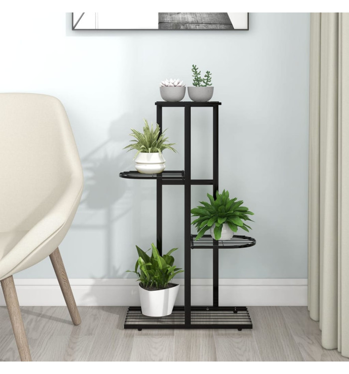 Support pour plantes 4 niveaux 43x22x76 cm Noir Métal | Mobilier & Déco