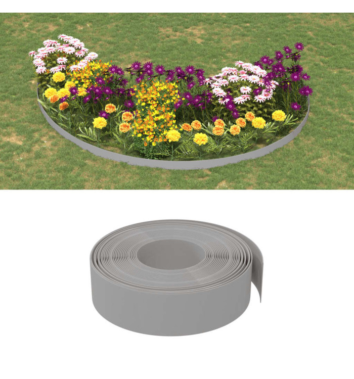 Bordure de jardin gris 10 m 15 cm polyéthylène | Mobilier & Déco