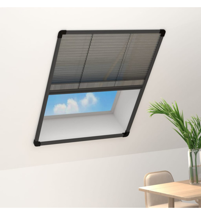 Moustiquaire plissée pour fenêtre Aluminium Anthracite 80x100cm | Mobilier & Déco