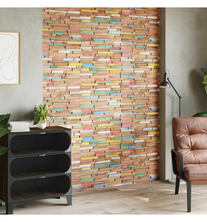 Panneaux de revêtement mural 10 pcs 1,03 m² Bois de teck solide | Mobilier & Déco