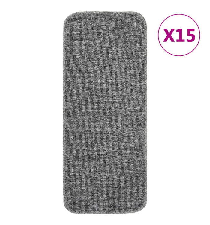 Tapis d'escalier antidérapants 15pcs 60x25cm Gris Rectangulaire | Mobilier & Déco