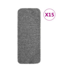 Tapis d'escalier antidérapants 15pcs 60x25cm Gris Rectangulaire | Mobilier & Déco