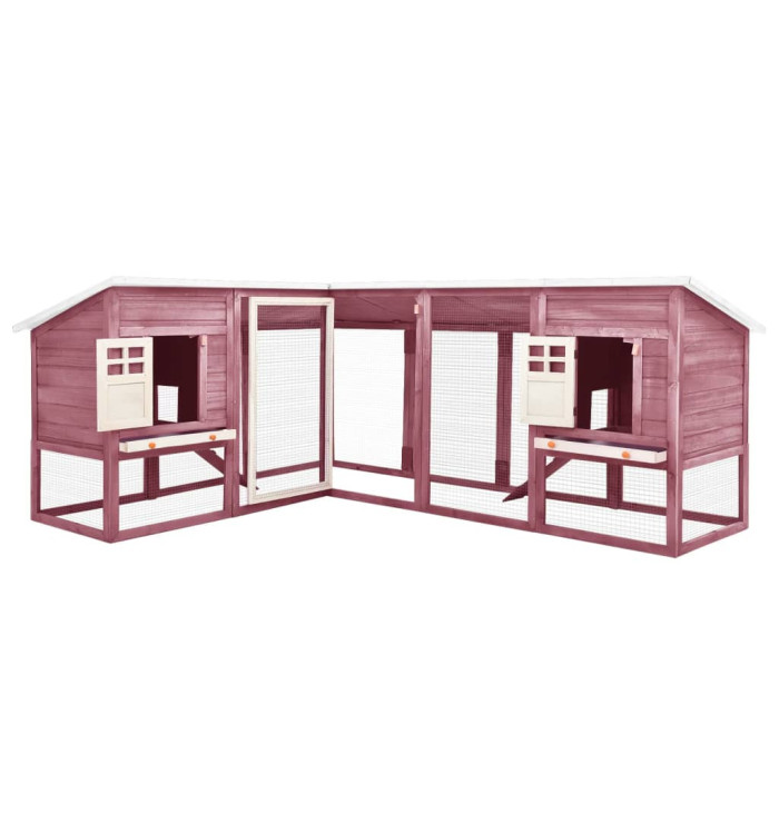 Clapier d'extérieur avec piste Moka et blanc Bois de sapin | Mobilier & Déco
