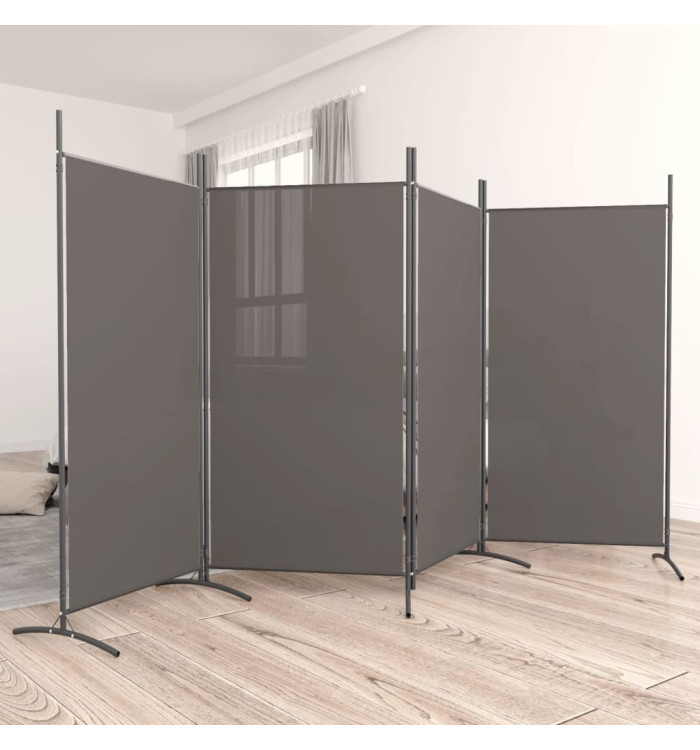 Cloison de séparation 4 panneaux Anthracite 346x180 cm Tissu | Mobilier & Déco