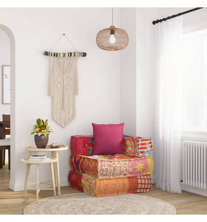 Pouf modulaire avec oreiller Patchwork Tissu | Mobilier & Déco
