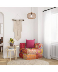 Pouf modulaire avec oreiller Patchwork Tissu | Mobilier & Déco